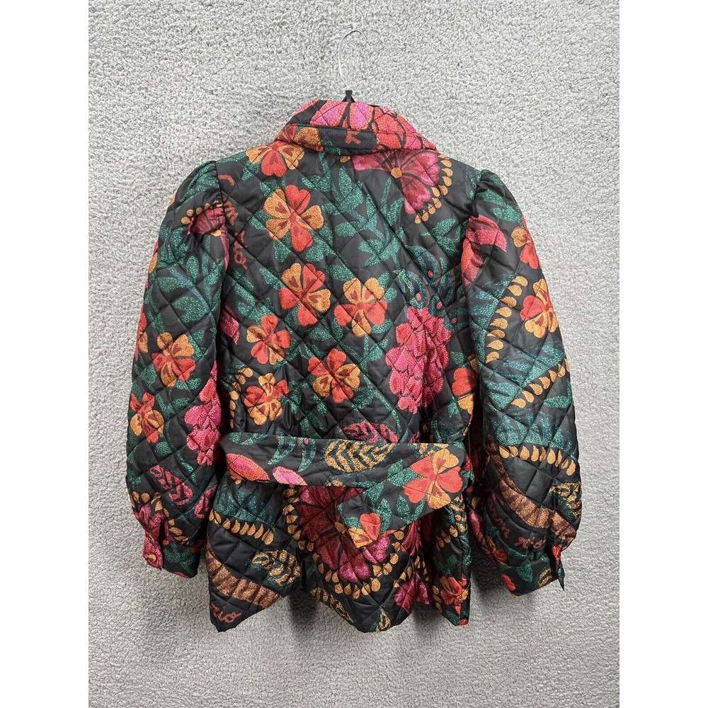 Farm Rio Flowerdoscopic Flower Belted Puffer Coat Size Small - Picture 6 of 11